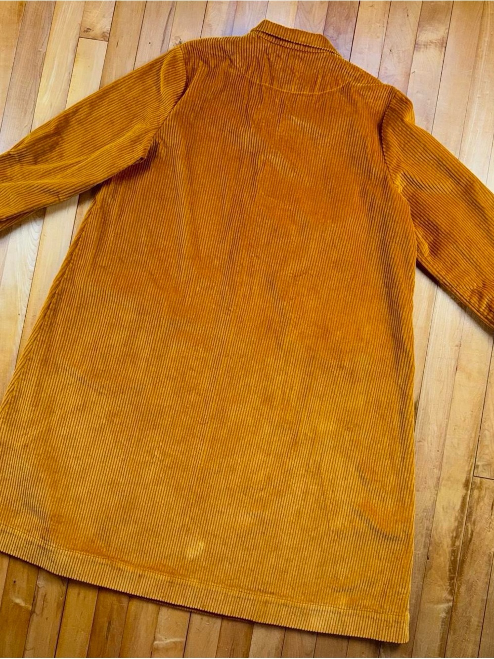 TOAST Womens Size 16 Mustard Yellow Corduroy Tunic Dress Long Sleeve Pocket Midi - Picture 5 of 7